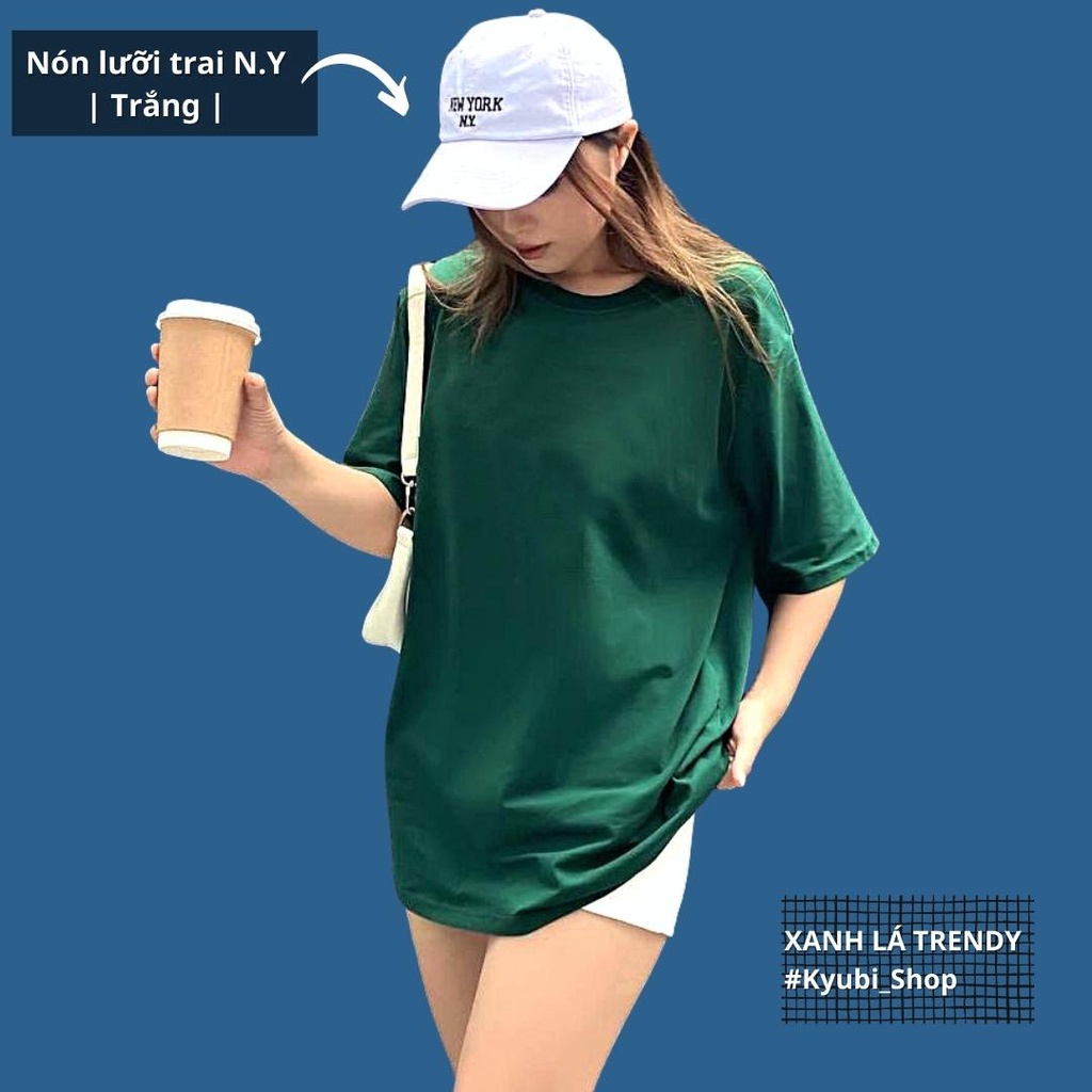 Áo thun tay lỡ ulzzang basic tee chất cotton form rộng unisex  - Áo phông trơn Kyubi ATTL25