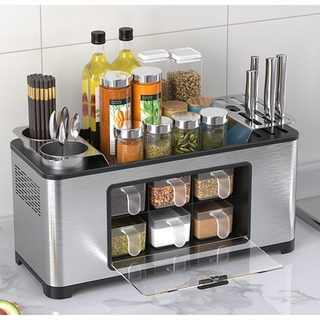 Kệ đựng dao kéo hộp đựng đồ nhà bếp Giá đựng gia vị đa năng ống inox 304 có hộp đựng gia vị Hộp đựng đũa và hộp đựng gia