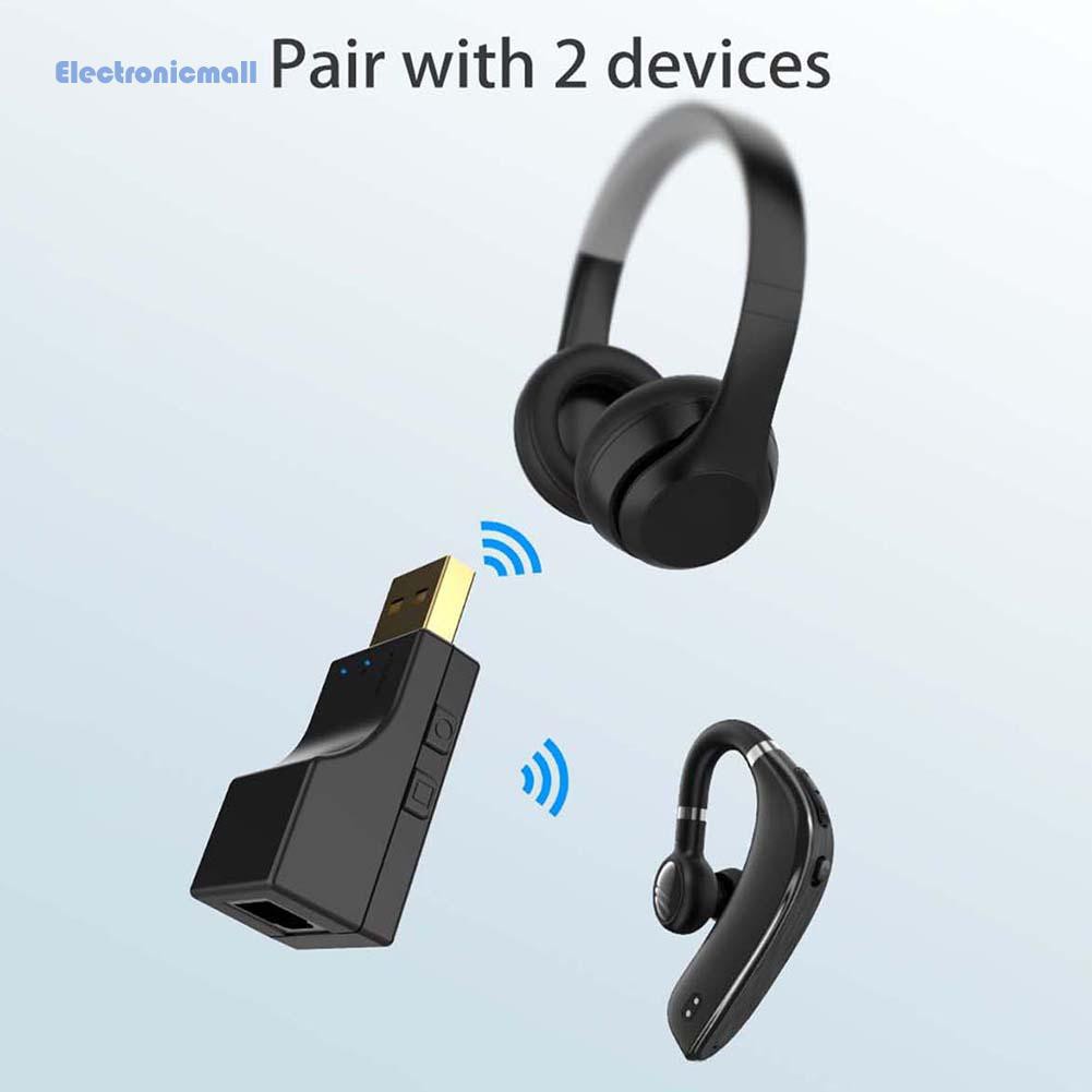 Thiết Bị Truyền Nhận Tín Hiệu Âm Thanh Không Dây Bluetooth 5.0 2 Trong 1 Kích Thước Nhỏ Gọn