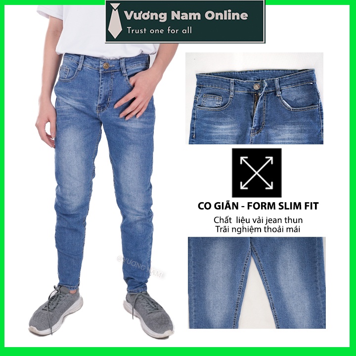 Quần jean nam co giãn trơn xước rách đẹp wash cao cấp form ôm slim VN91B
