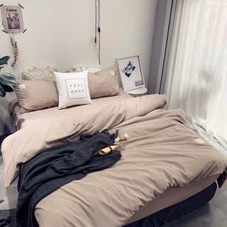 Bộ chăn ga gối cotton tici màu be