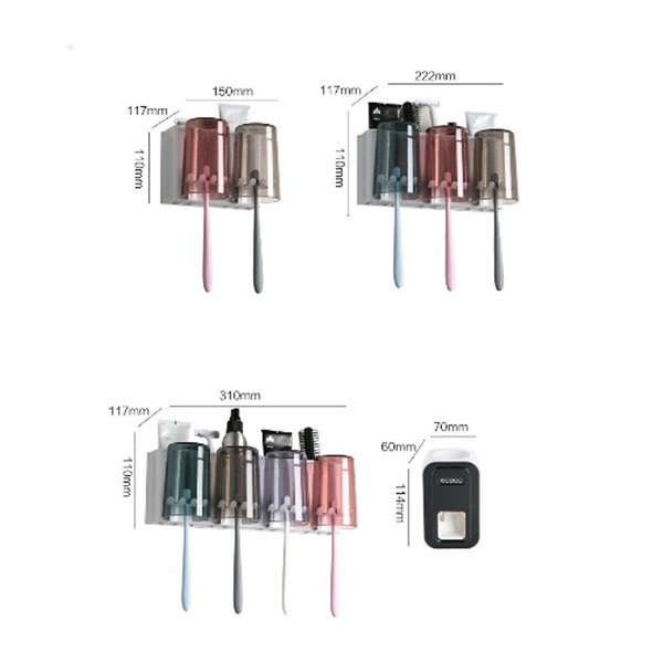 Kệ Để Bàn Chải Kem Đánh Răng Kèm 2 Cốc 3 cốc 4 Cốc,Gía Để Đồ Nhà Tắm ECOCO Cao Cấp Dán Tường Siêu Trắc
