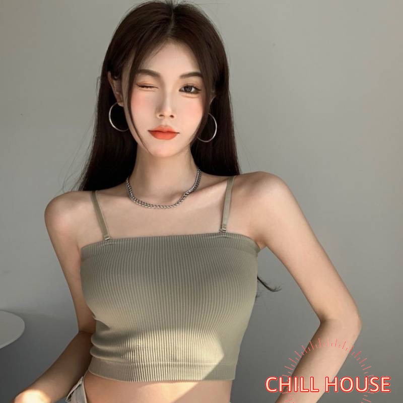 Áo bra 2 trong 1, tháo đc dây, có đệm, dáng croptop, chất cotton gân co giãn 4 chiều N99 CHILL HOUSE