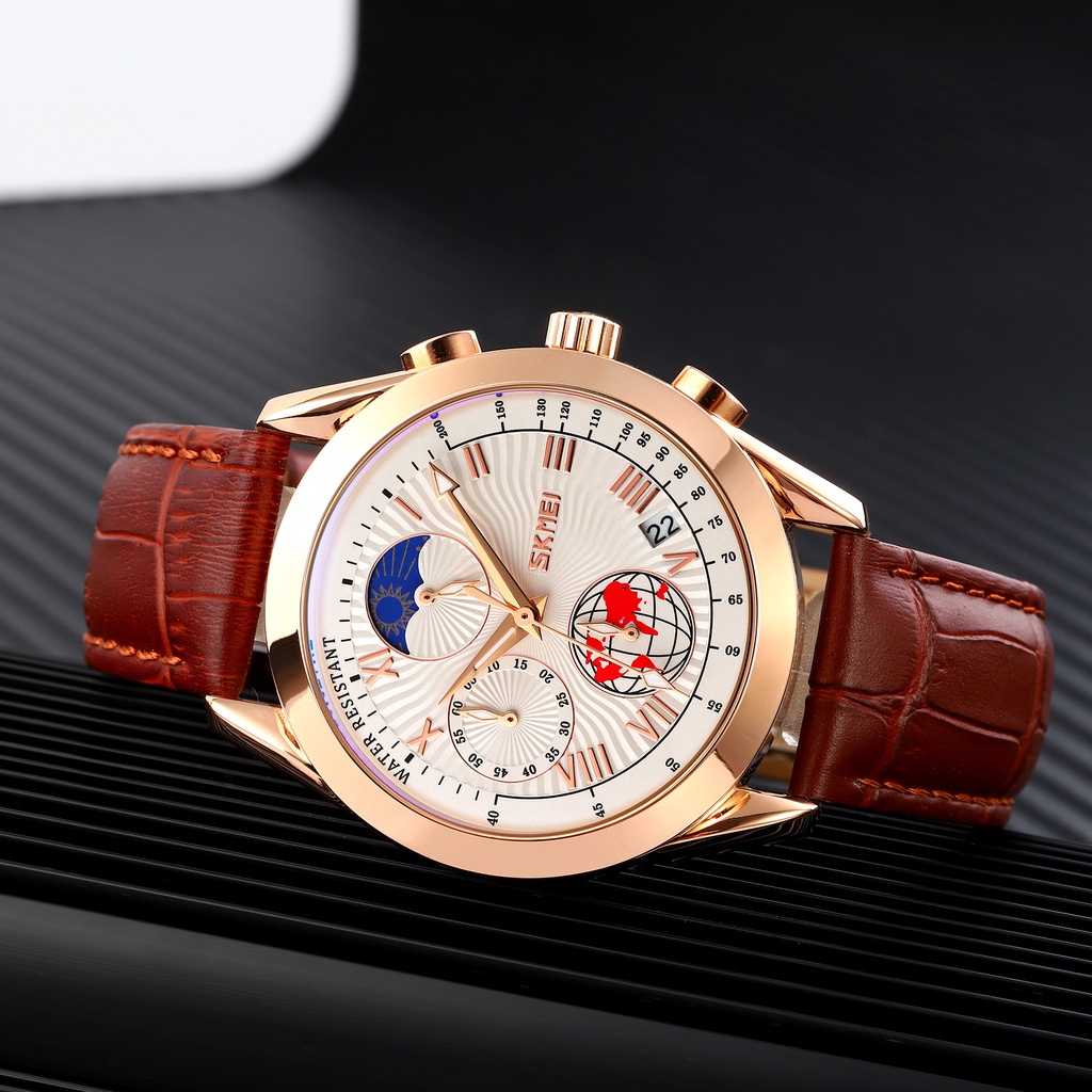 Đồng Hồ Quartz Mặt Trăng SKMEI 9236 Với Dây Đeo Da
