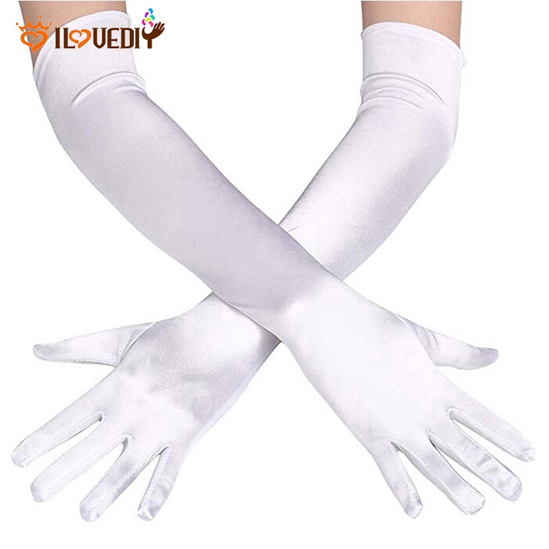 Găng tay dài bằng vải satin cho cô dâu