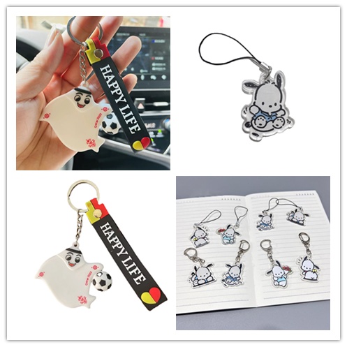 Set 2 Dây Đeo Điện Thoại Bằng Acrylic Hai Mặt Hình Chú Chó Pacha Mascot Đơn Giản Dễ Thương