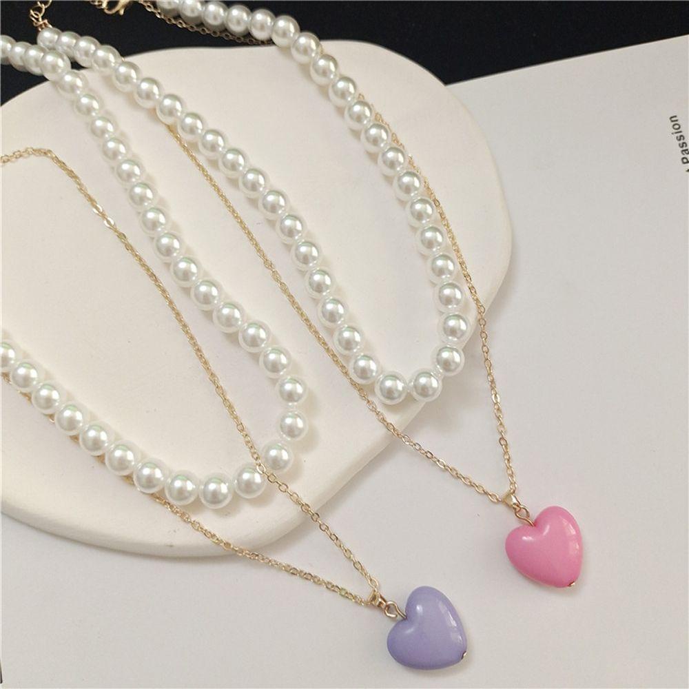 ANEMONE Vòng cổ Hai Lớp Mặt Trái Tim