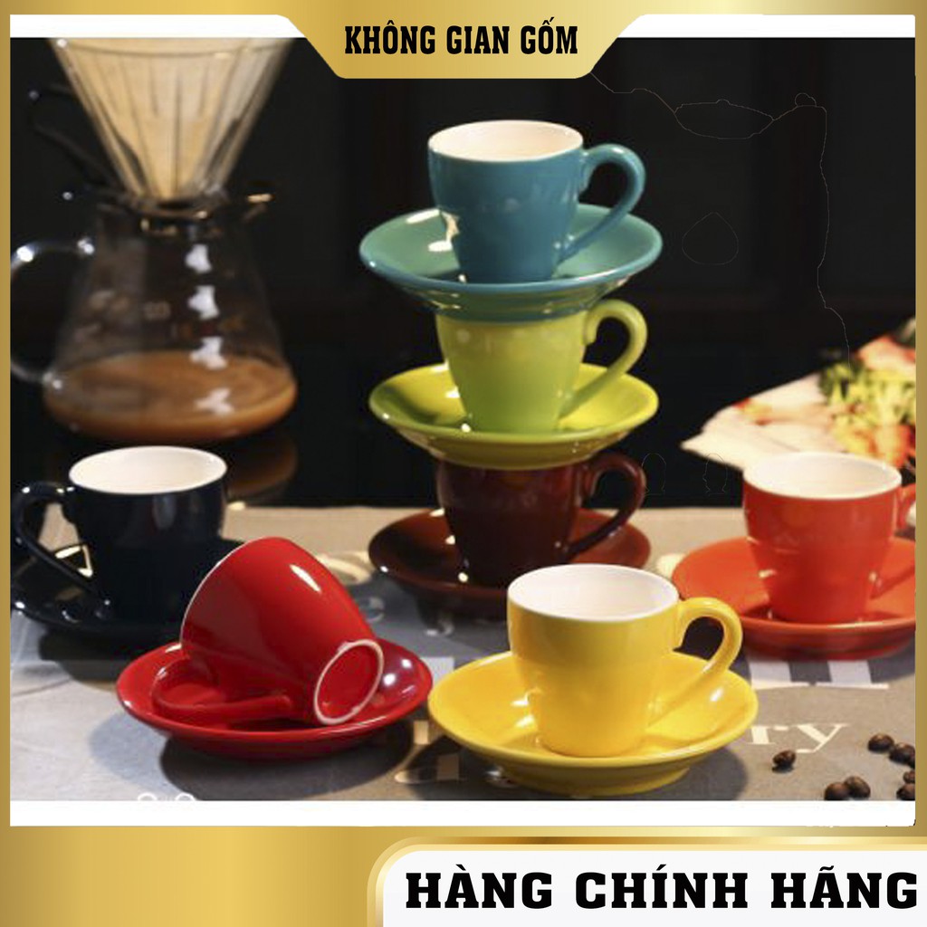 Bộ ly tách sứ cafe Espresso Bát Tràng nhiều màu 70ml