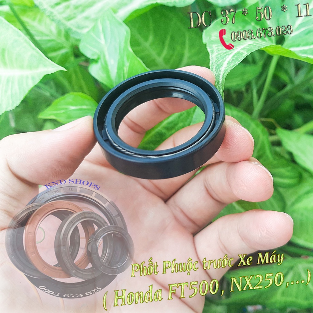 Phốt dầu phuộc trước xe Kawasaki, Honda CB250F, XR250R, CB650SC,...Phốt cao su chặn nhớt loại 2 lò xo DC 37*50*11