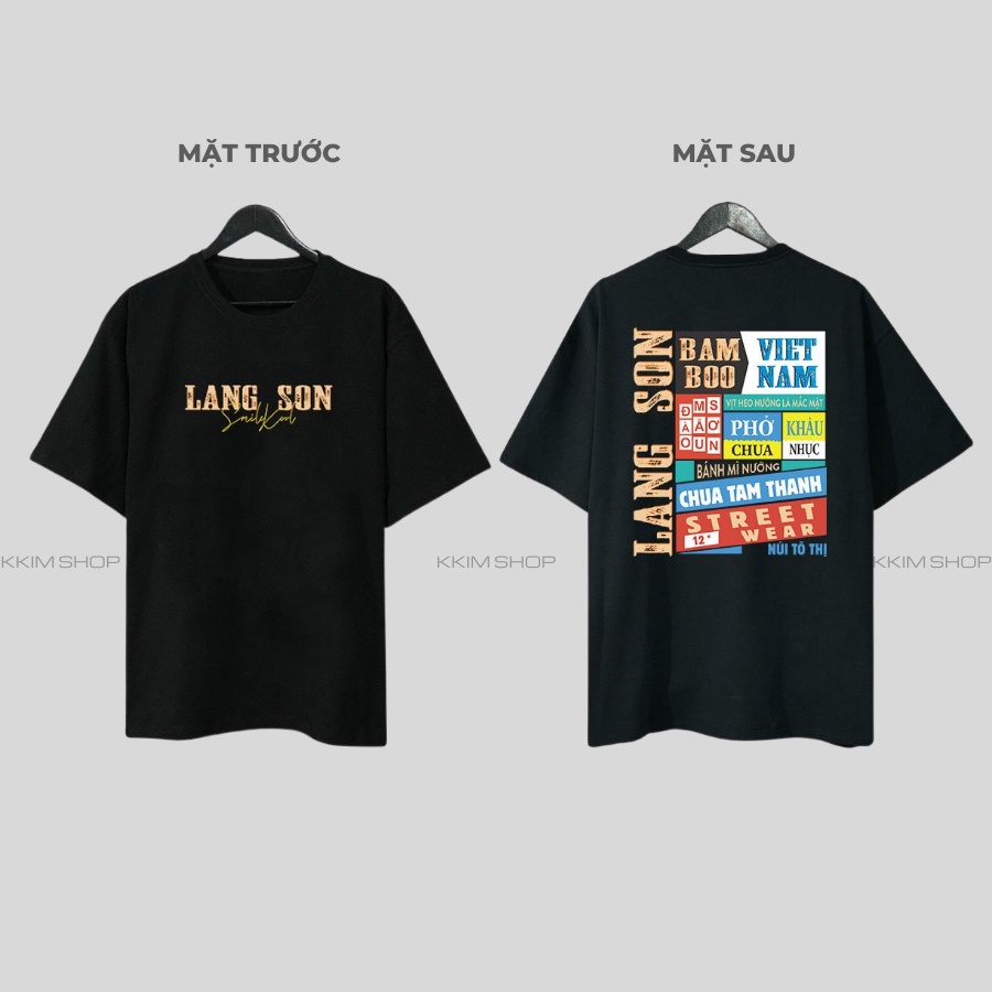 Áo thun tay lỡ LẠNG SƠN, Áo phông 63 tỉnh thành Form rộng oversize, chất liệu Cotton KKIMSHOP