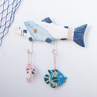 Móc treo đồ móc treo quần áo 2 móc hình cá - Decor đồ trang trí theo phong cách biển Địa Trung Hải