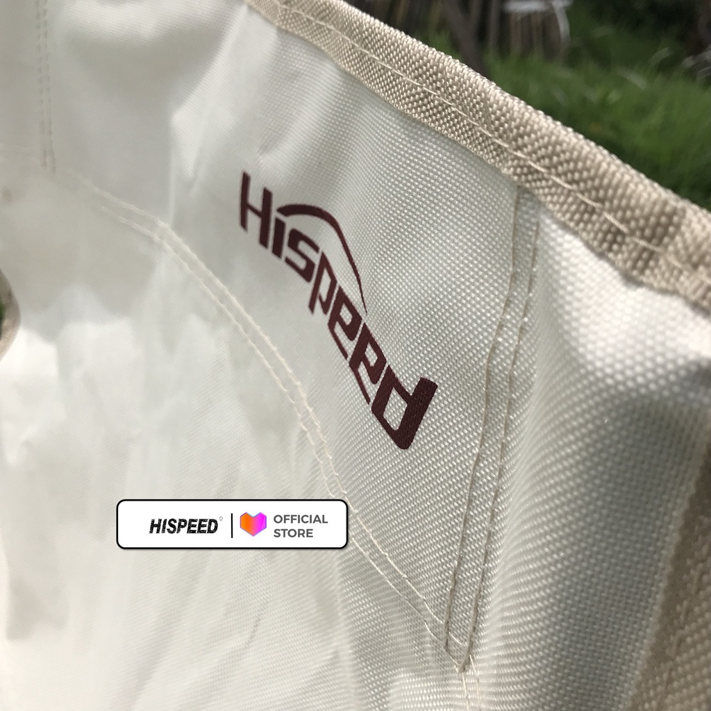 Ghế Dã ngoại Cắm trại gấp gọn Ghế xếp cao cấp trắng ngà bọc nhựa Hispeed, vải oxford 600D