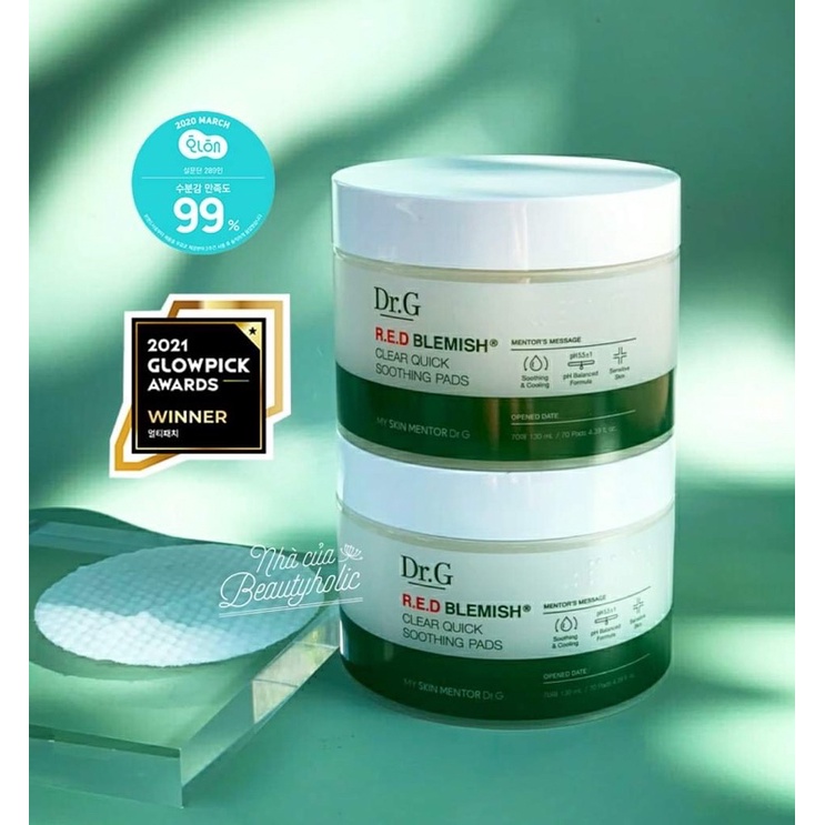 PAD giảm nhiệt dưỡng ẩm DR.G RED BLEMISH CLEAR CLEAR QUICK SOOTHING