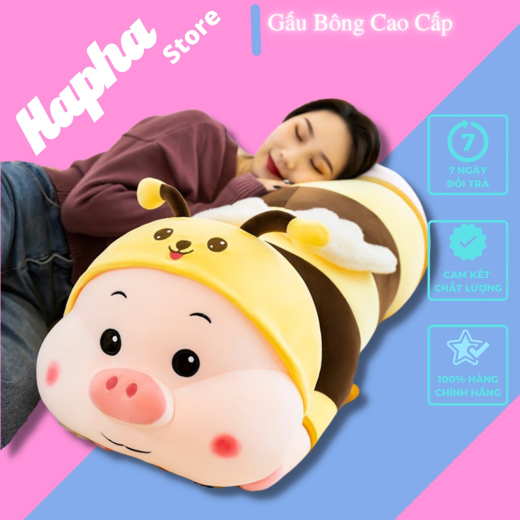 Gấu Bông Lợn Biến Hình Ong, gối ôm hình thú nhồi bông cho bé, heo bông cực kì Dễ Thương