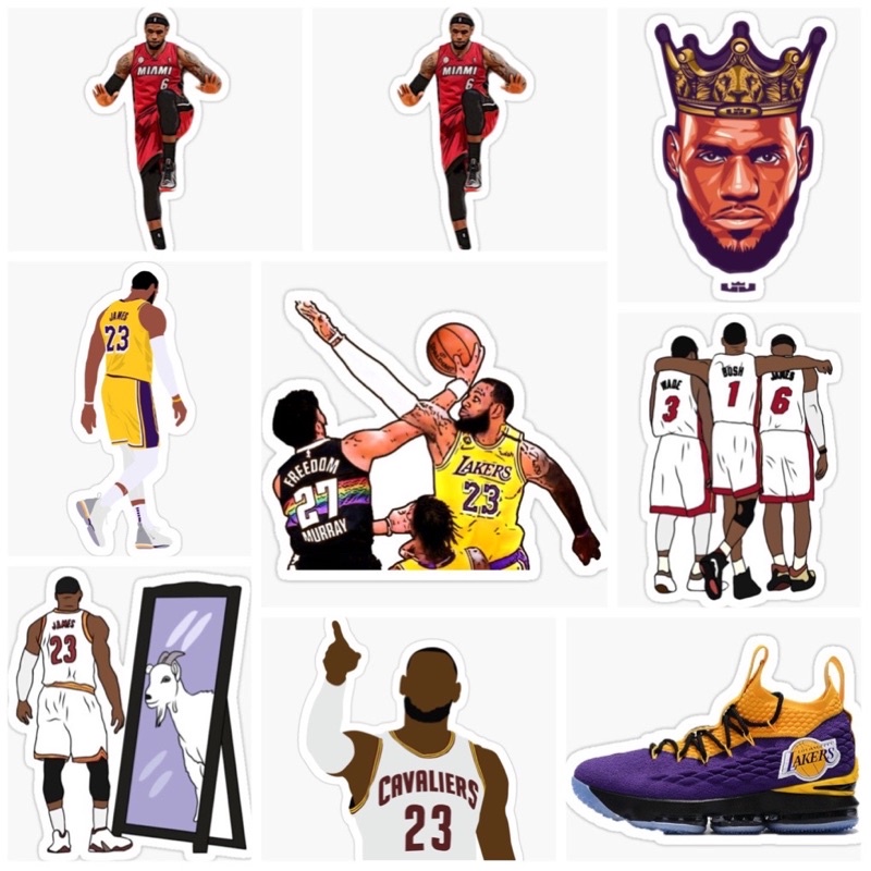 Sticker Lebron James 30-60 cái ép lụa khác nhau/Hình dán bóng rổ Lebron James