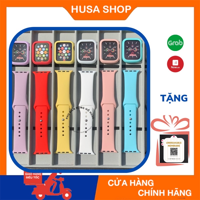 ☁۞Combo Dây Và Ốp Silicon Dẻo Cho Apple Watch 1/2/3/4/5/6/se