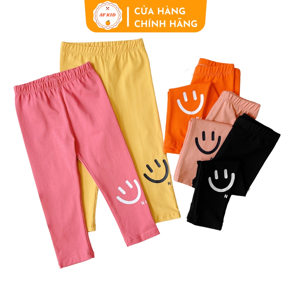Quần legging bé gái mặt cười Smile AF KID vải Cotton Borip cao cấp cho bé gái 6-20kg siêu co giãn và mềm mịn