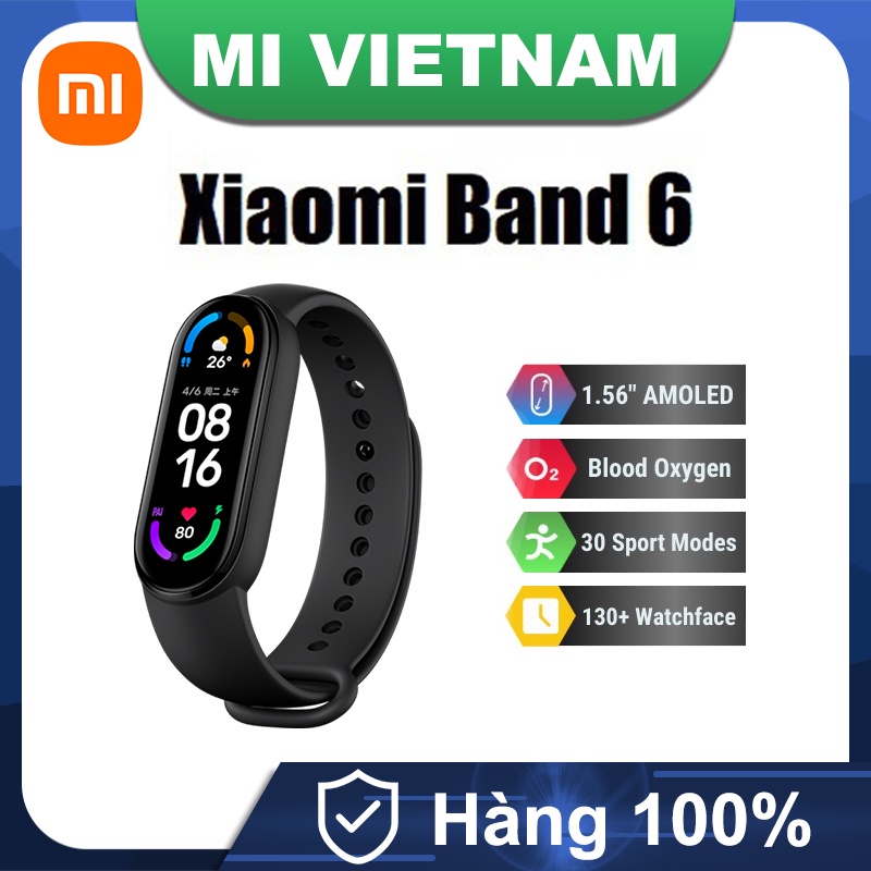 Vòng tay theo dõi sức khoẻ Xiaomi Mi Band 6 Quốc tế Tiếng Việt Mi band 5