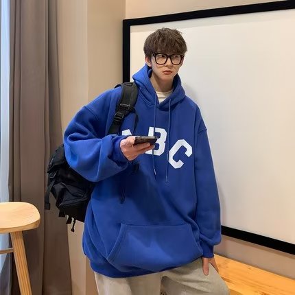 Áo Khoác Thể Thao Cotton Dày Dặn Dáng Rộng In Chữ ABC Thời Trang Cho Nam Size M-5XL