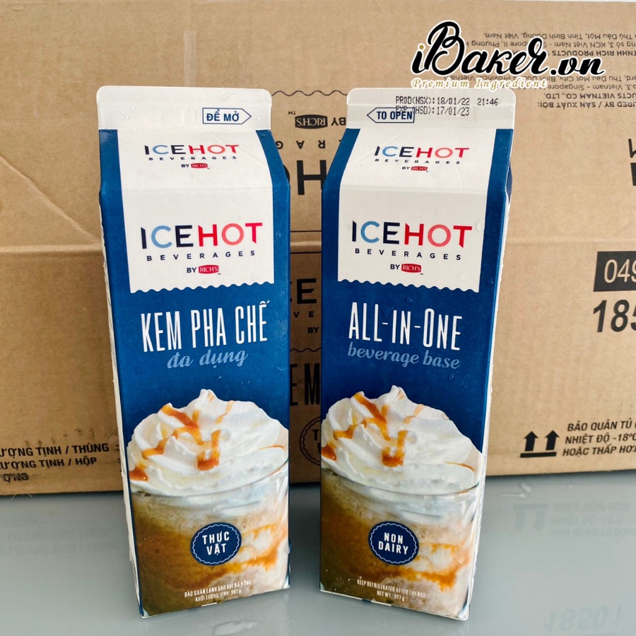 Ship Hỏa Tốc Kem Tươi Topping Base Rich's hộp cao 907g (bao bì mới)