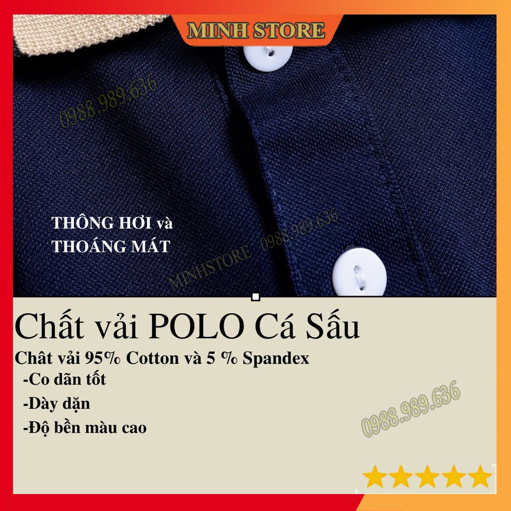 Áo polo nam vải cá sấu mát lạnh chất cotton 4 chiều cao cấp,  áo thun polo in hình gấu co dãn trẻ trung AT04 - MS66
