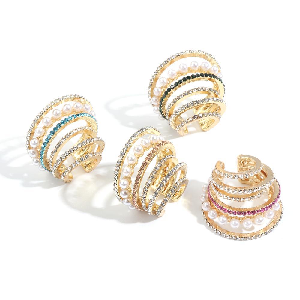 XIANTIN 1 Khuyên Kẹp Vành Tai Chữ C Đính Đá Thời Trang