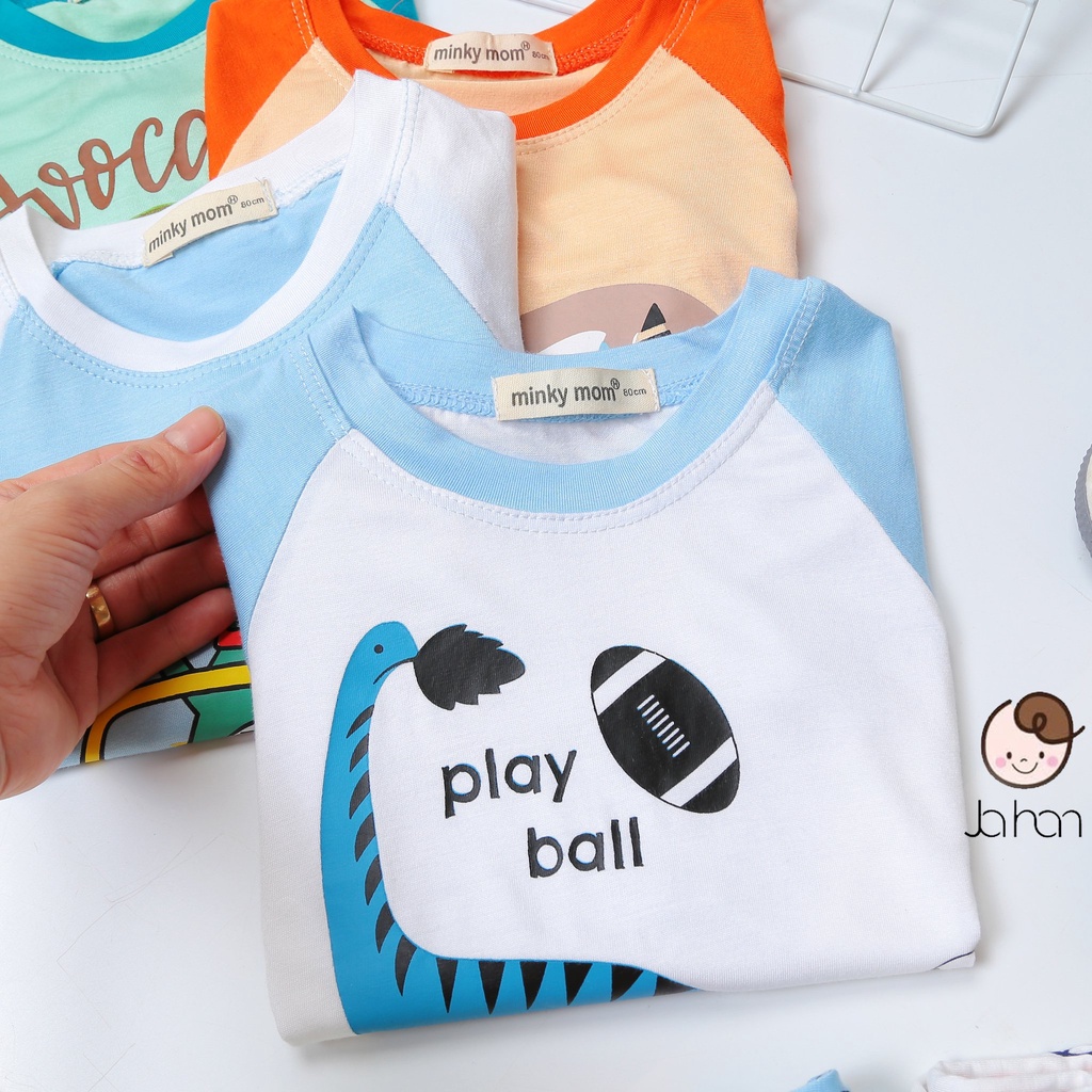 [SALE] Bộ Dài Tay Cho Bé Trai, Bé Gái Minky Mom Vải Thun Lạnh Gấu Pooh, Đồ Bộ Cho Bé Mặc Nhà Thu Đông MKMTD2201