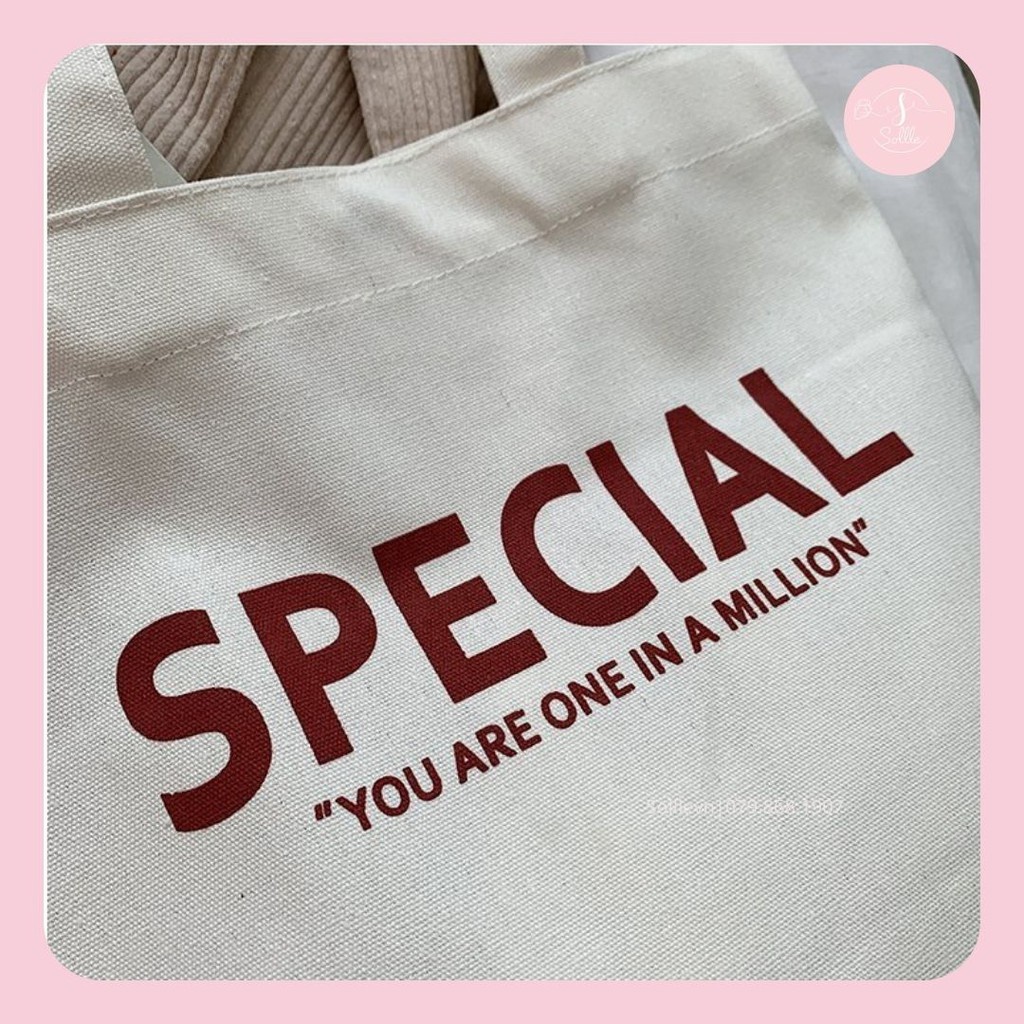 Túi tote Sollle vải canvas chữ SPECIAL, túi ulzzang vải bố mộc không nhuộm hóa chất
