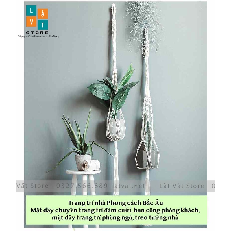 Chậu Hoa dạng treo, túi lưới Macrame dệt tay Monternet handmade  - giỏ treo chậu cây quà tặng, trang trí decor home