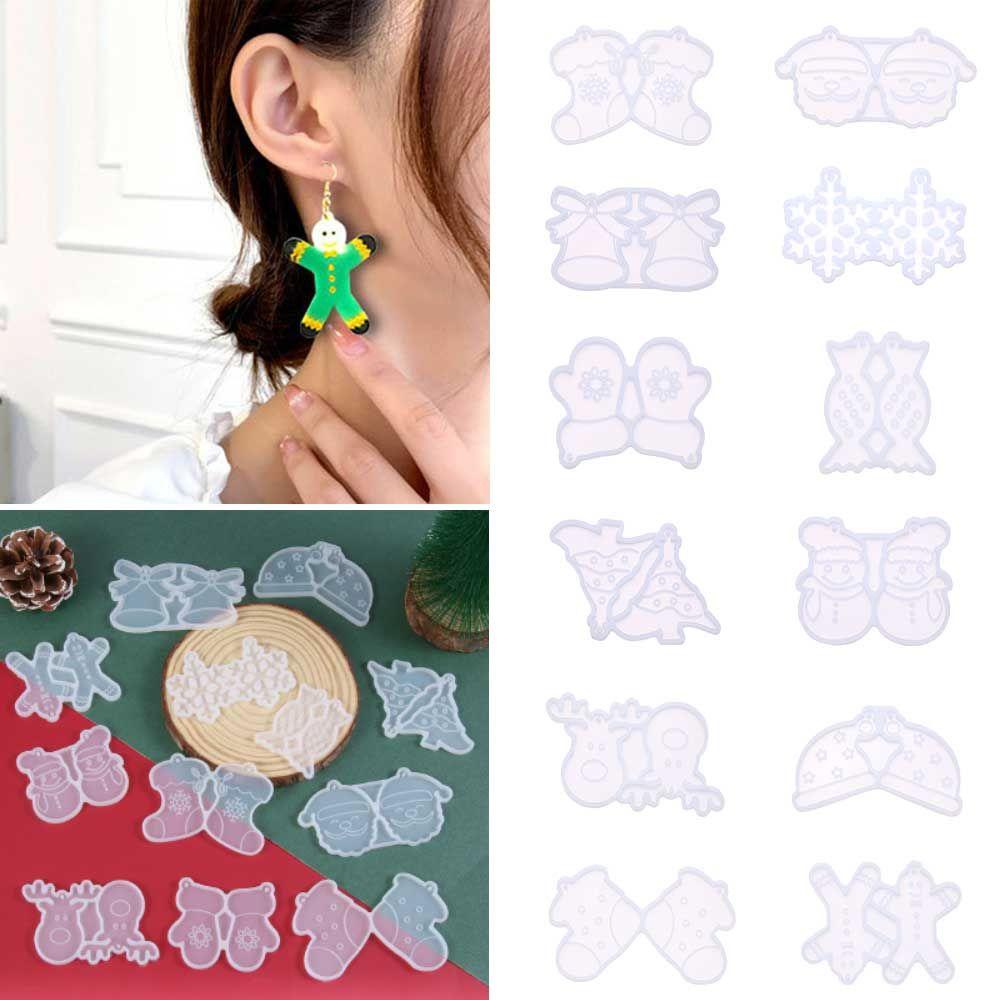 Khuôn Silicone Làm Bông Tai Thủ Công Diy Hình Hoa Tuyết Tuần Lộc