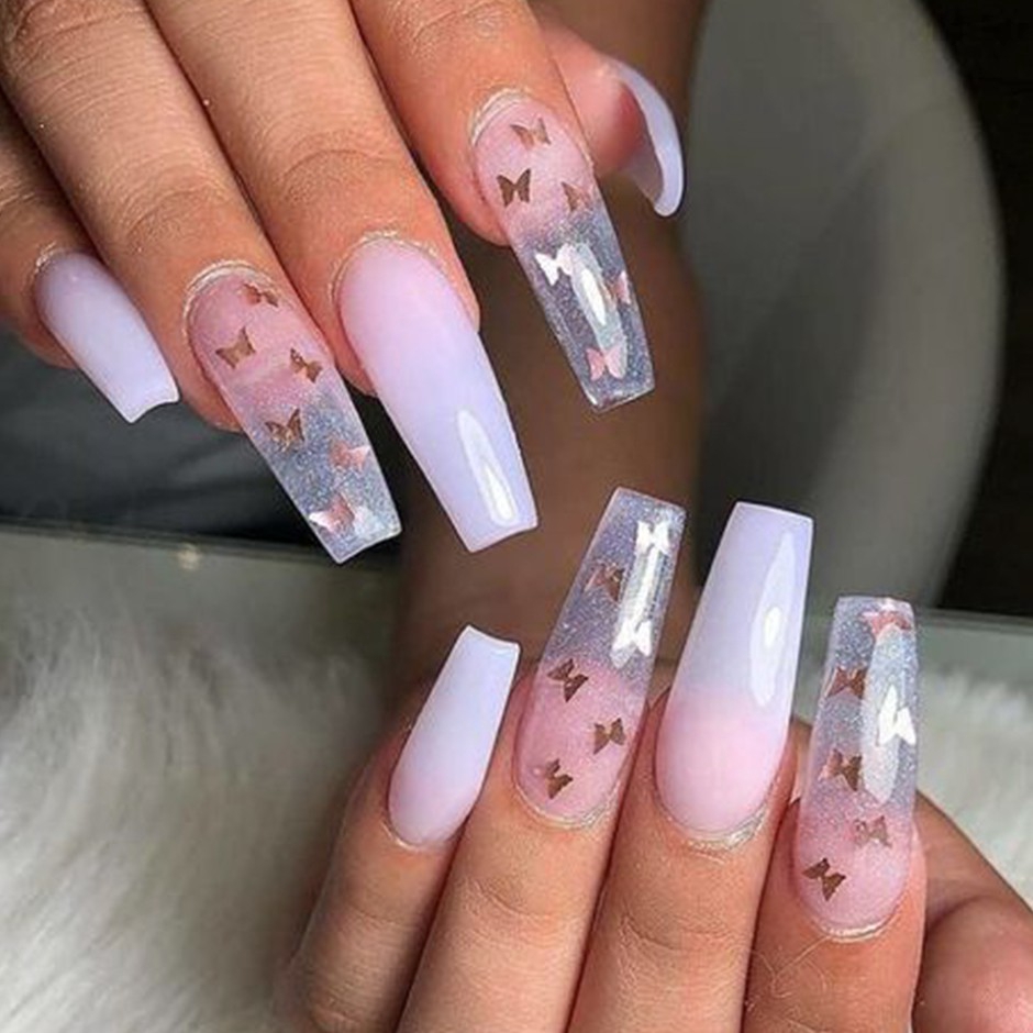 HAMA NAIL Hộp Lá Kim Tuyến Trang Trí Móng tay Hình Bướm 3D