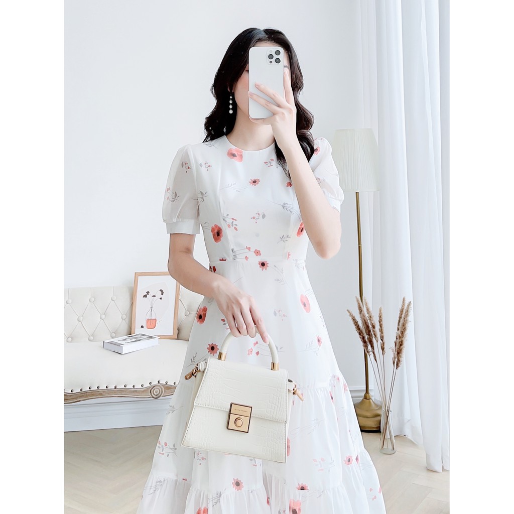 Váy thiết kế nữ Charme váy tơ hoa dáng xòe 4133 | BigBuy360 - bigbuy360.vn