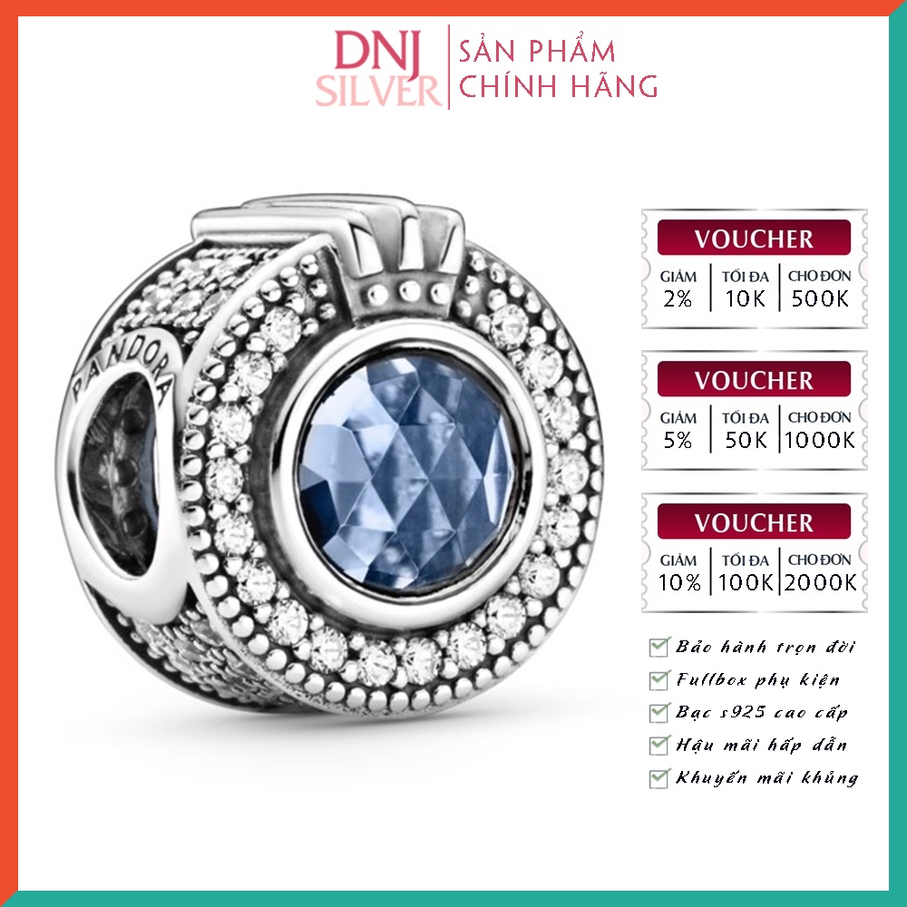 [Hàng cao cấp] Charm bạc 925 cao cấp, hàng chuẩn bạc - Charm Sparkling Blue Crown O thích hợp để mix vòng tay charm