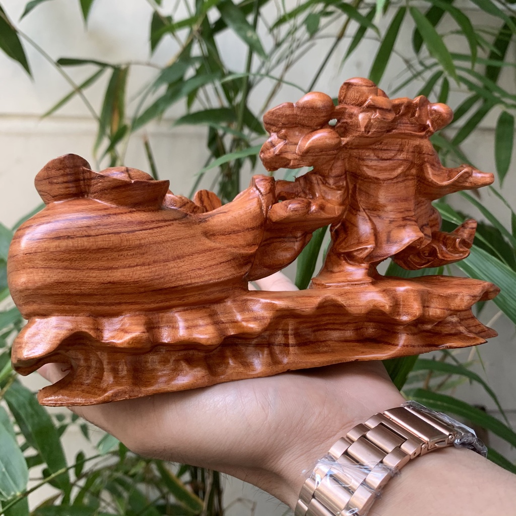 Tượng Phật Di Lặc Kéo Bao Đế Tùng Để Bàn Làm Việc, Taplo Ô Tô - Gỗ Hương, Gỗ Bách Xanh