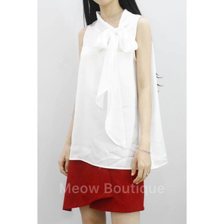 Áo cổ nơ Satin Lụa Meow Boutique