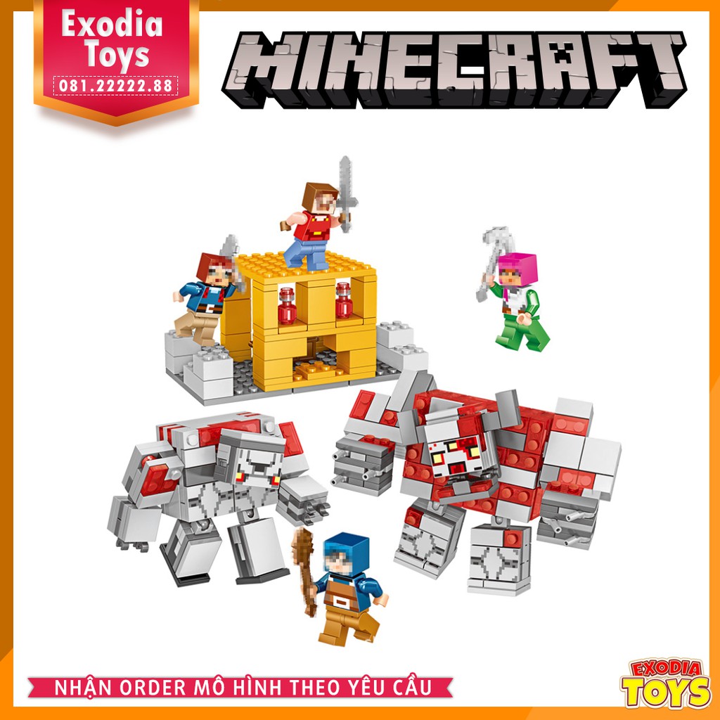 Xếp hình Minecraft Cuộc đột kích của đội quân Redstone - Đồ Chơi Lắp Ghép Sáng Tạo - PRCK 63049