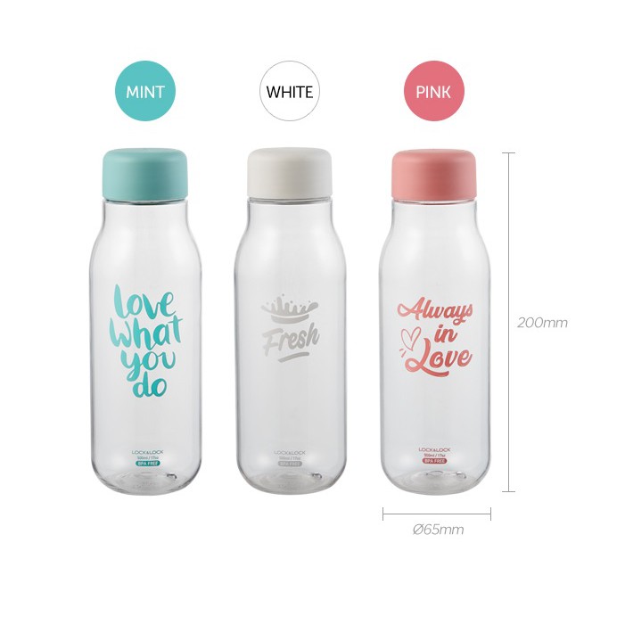 [ LOCK&LOCK ] Bình nước Lock&Lock Milky dung tích 500ml nhựa PET BPA Free HAP654