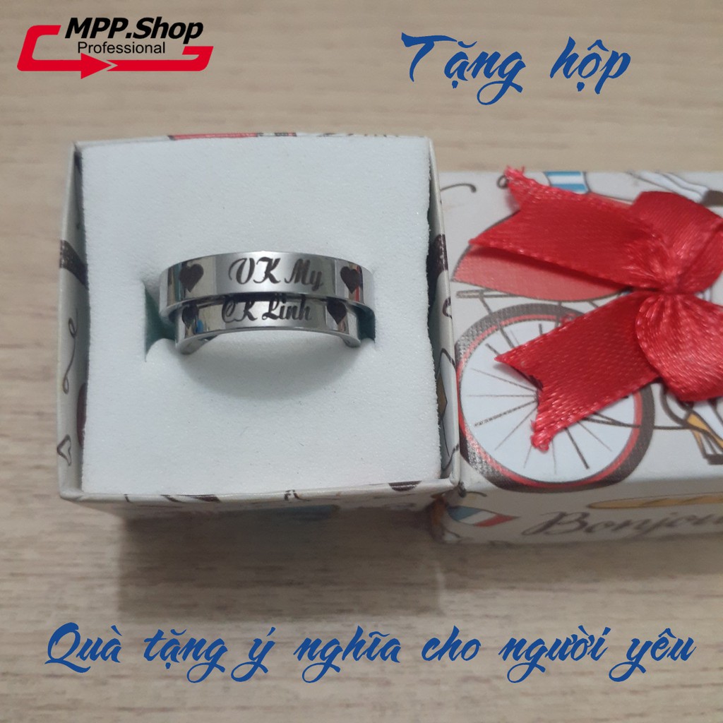 02 chiếc nhẫn đôi tình nhân inox - khắc tên theo yêu cầu- tặng hộp - đẹp, không phai - liên hệ shop để được tư vấn