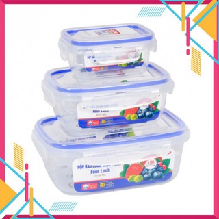 Bộ 3 hộp đựng thực phẩm, hộp nhựa đựng thực phẩm, hộp đựng thực phẩm tủ lạnh
