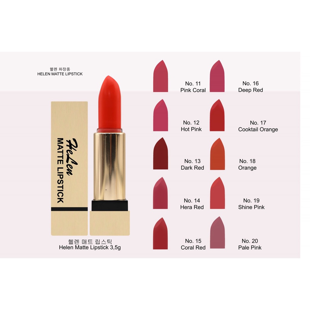 Son lì siêu mịn dưỡng ẩm & không trôi Helen Matte Lipstick 3.5g