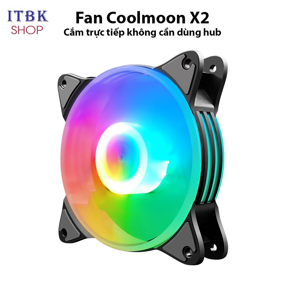 Fan case Coolmoon K2 X2 led RGB gắn trực tiếp không dùng Hub