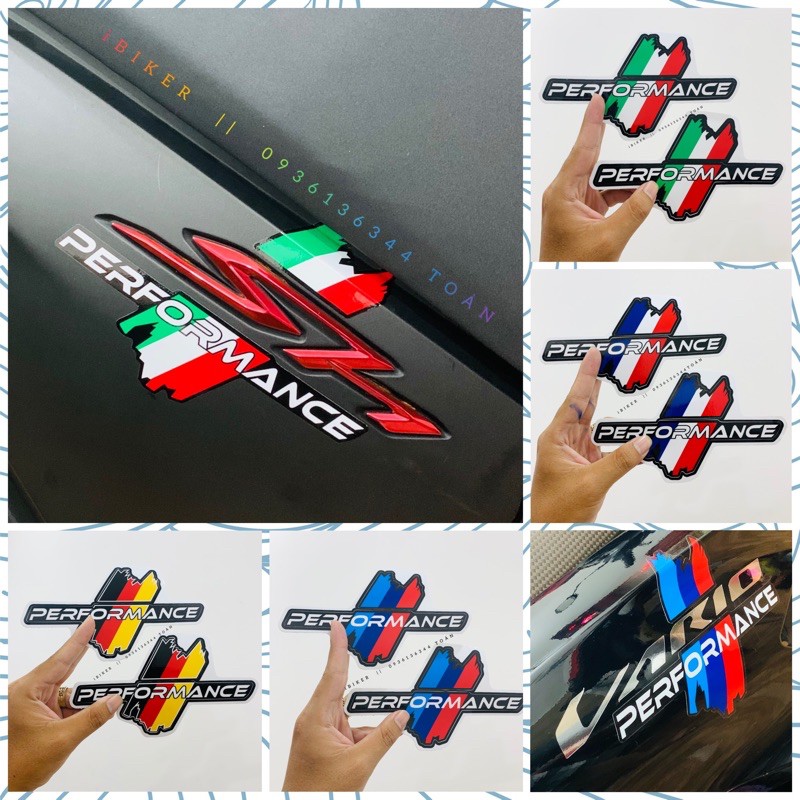 Tem Performance ITALY / AMG / ĐỨC / PHÁP decal pvc cao cấp SHIN LUNG công nghệ in Nhật Bản chống thấm dán xe hơi, xe máy