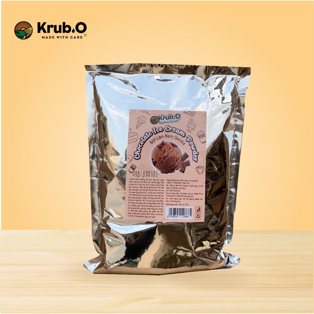 Bột làm kem vị Socola không cần máy Krub.O nguyên liệu làm kem tại nhà túi 1kg