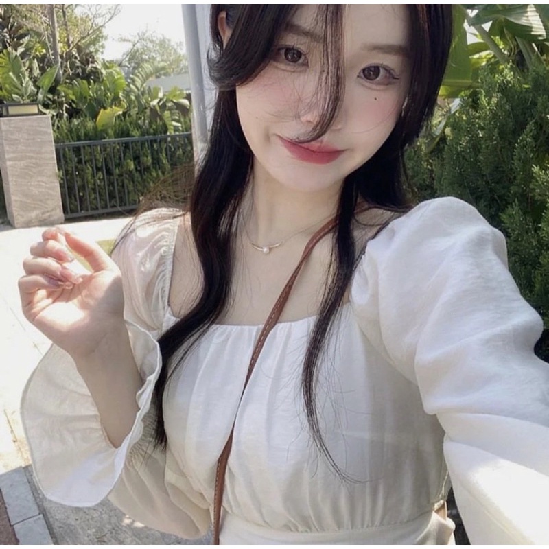 ĐẦM CỔ VUÔNG THẮT NƠ LƯNG TAY BO LOE 2M