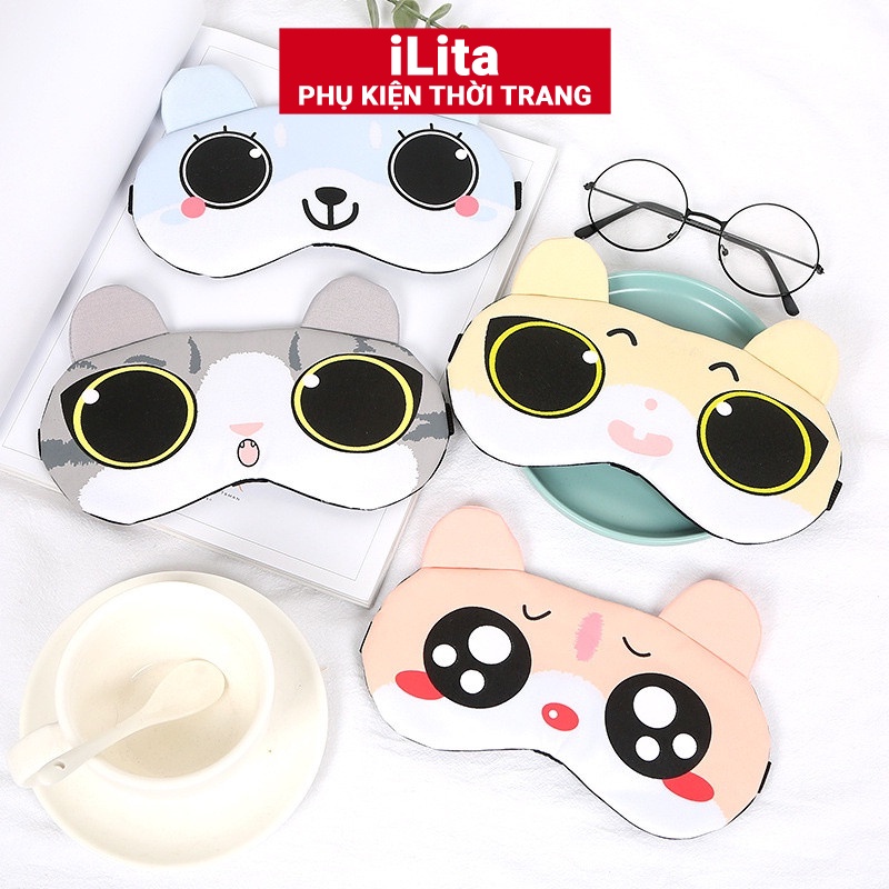 Bịt che mắt ngủ có gel làm mát túi nước cute anime dễ thương Hàn Quốc iLita đồ dành cho bé và người lớn cao cấp massage