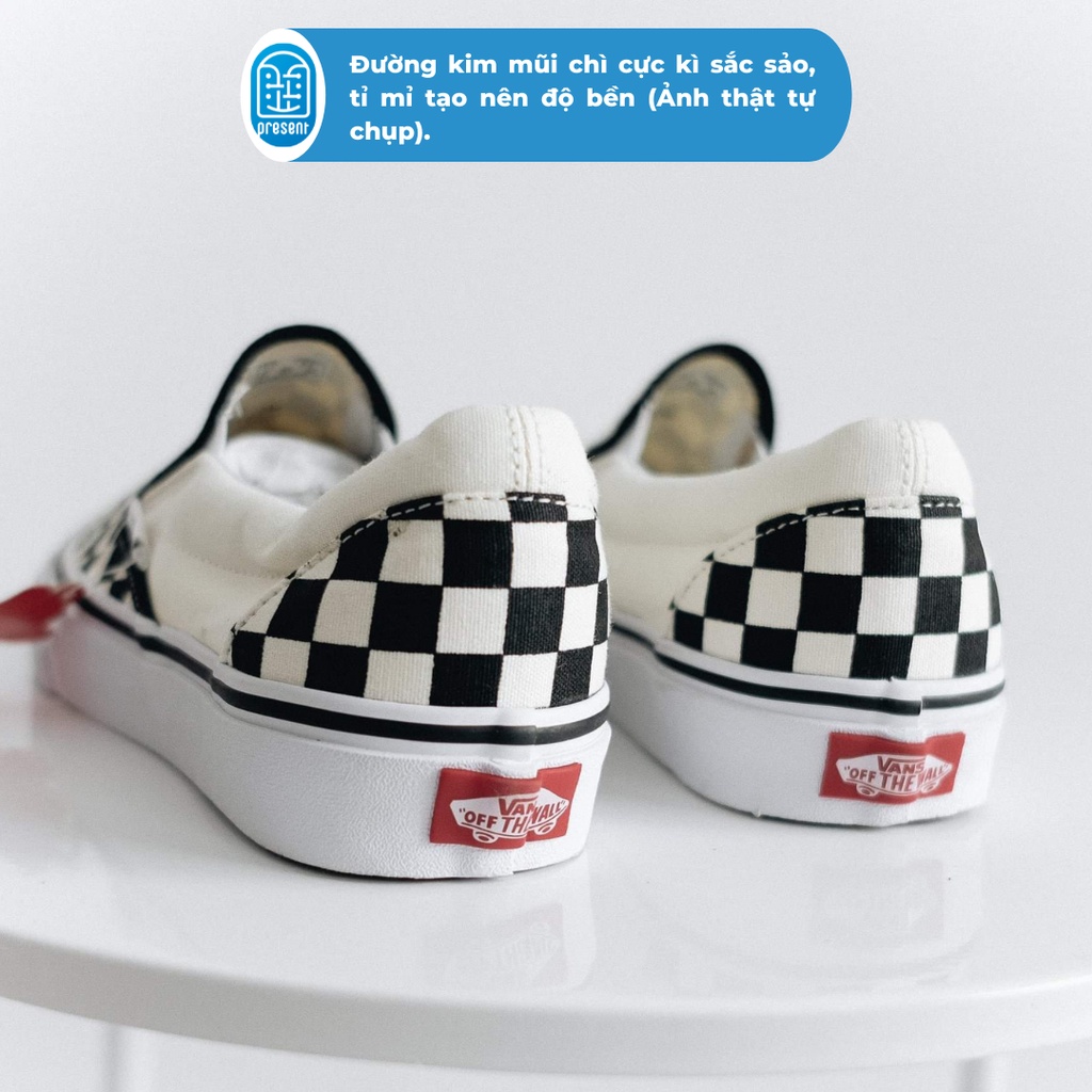 Giày sneaker Vans Checkerboard chính hãng cho nam nữ, Vans slip on Checkerboard real, fullbox Present Original Sneaker