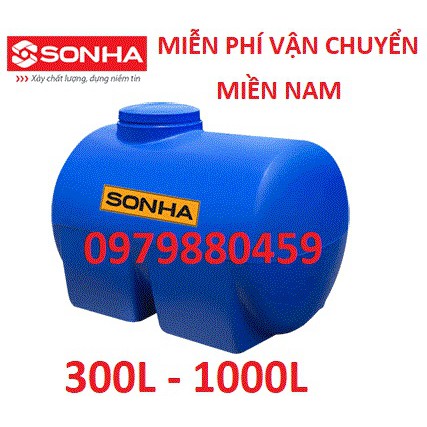 Bồn Nước Nhựa Sơn Hà Ngang, téc nước 300L-1000L