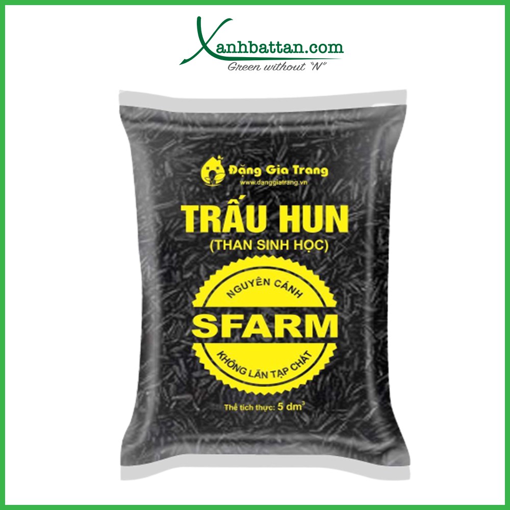 Trấu Hun Nguyên Hạt Sfarm Làm Giá Thể Trồng Cây Túi 5 dm3