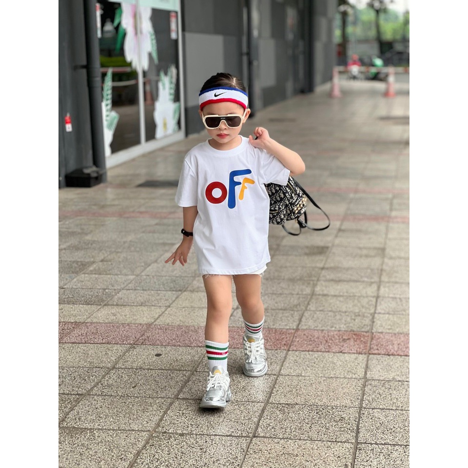 Áo thun off while mũi tên cho bé , áo phông trẻ em unisex , Kid_genZ