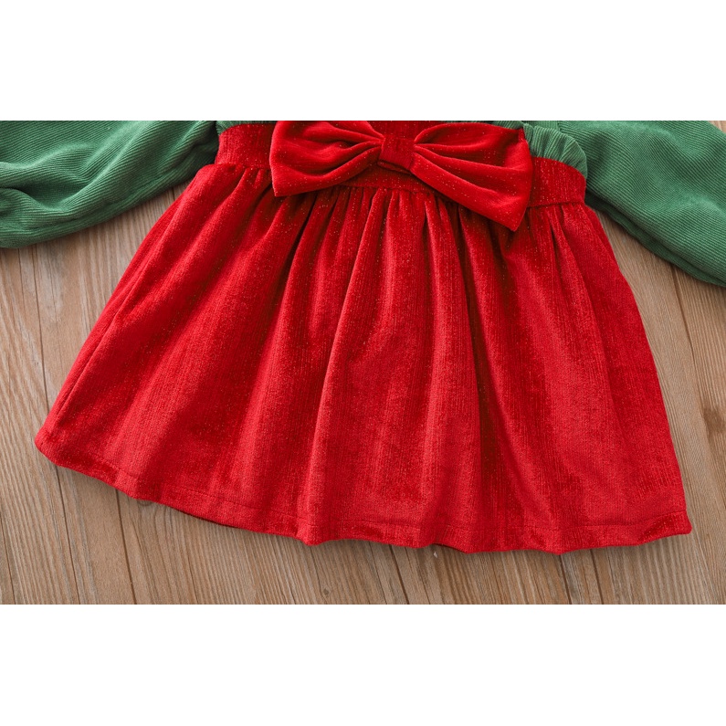 Đầm Tay Dài Phối Nơ Thời Trang Giữ Ấm Cho Bé Gái